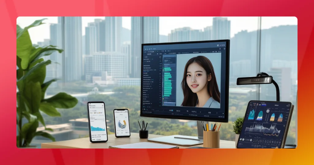 a computer screen and other devices on a desk showing influencer selection procecss