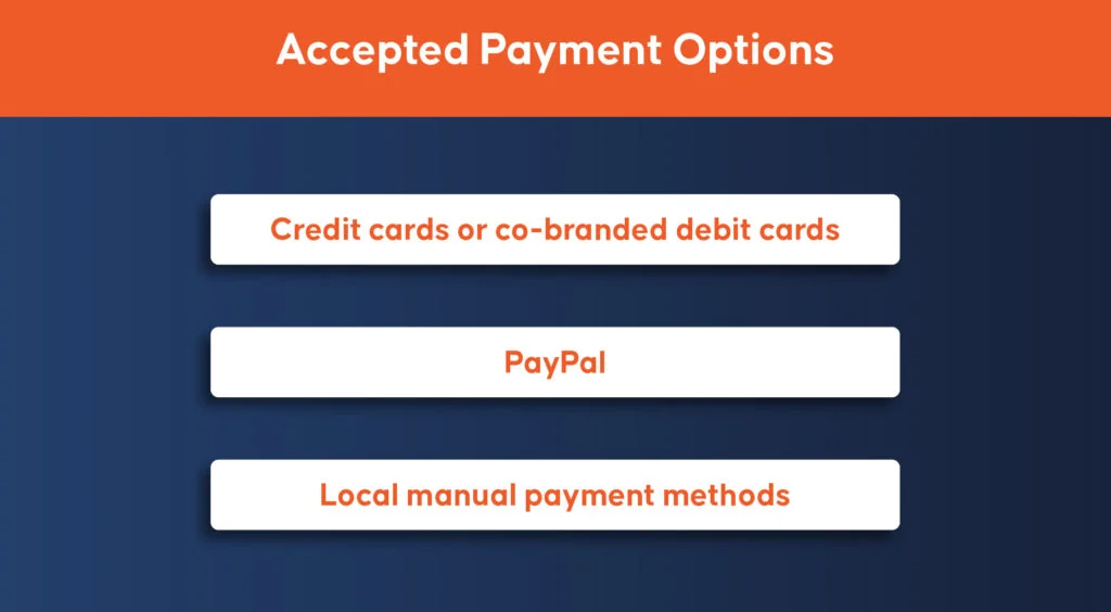 Payment Methods Accepted