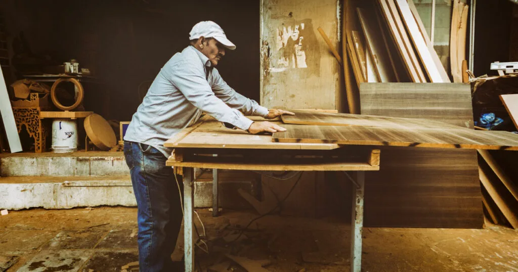 Carpenters making furniture