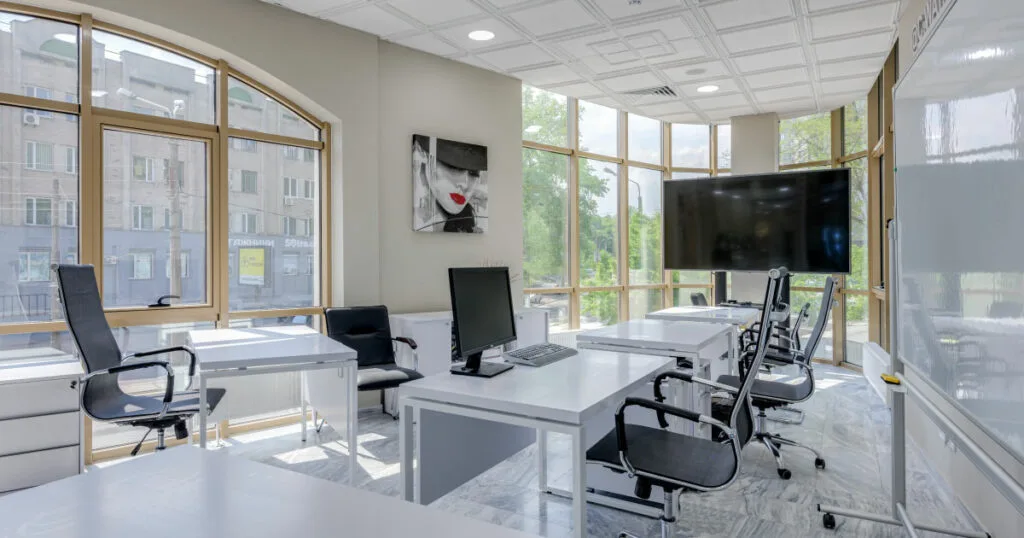 A set of custom-built office furniture