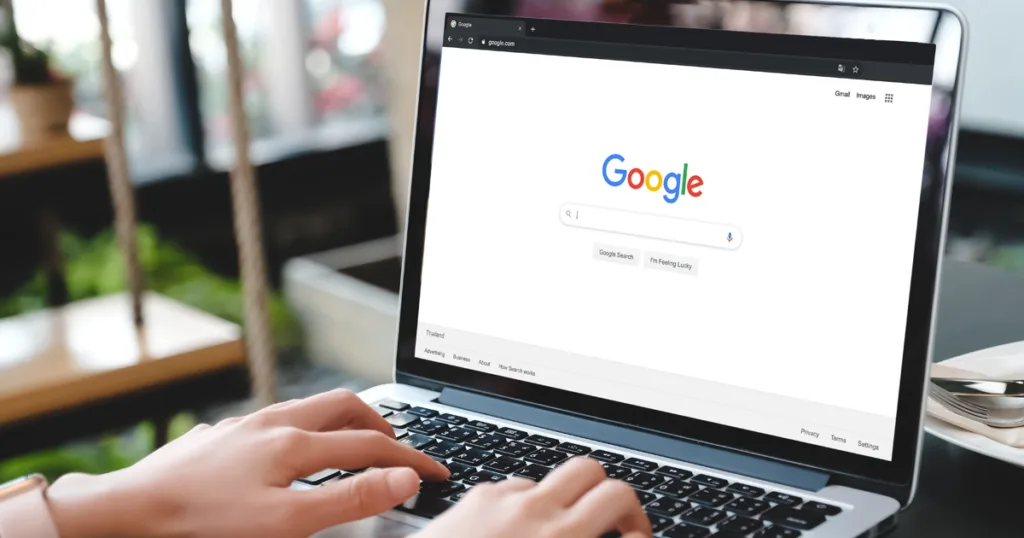 A laptop showing google search dashboard