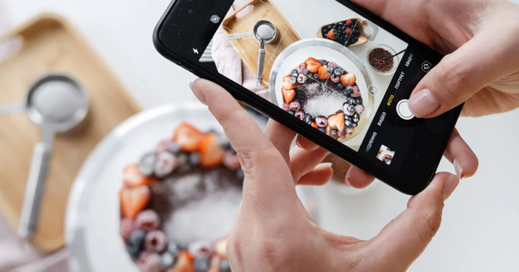 A Customer Sharing a Food Photo on Instagram